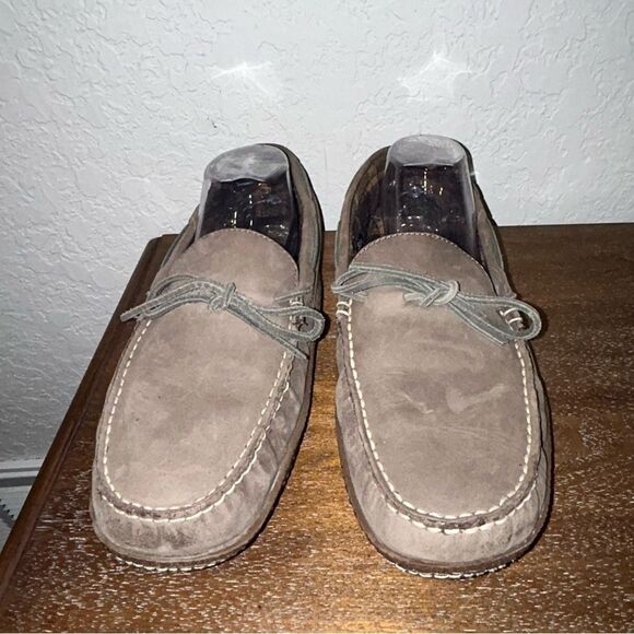 L.L Bean Hand Sewn Flannel Lined Slip On Suede Leather Moccasin Slipper Shoes - Picture 4 of 7